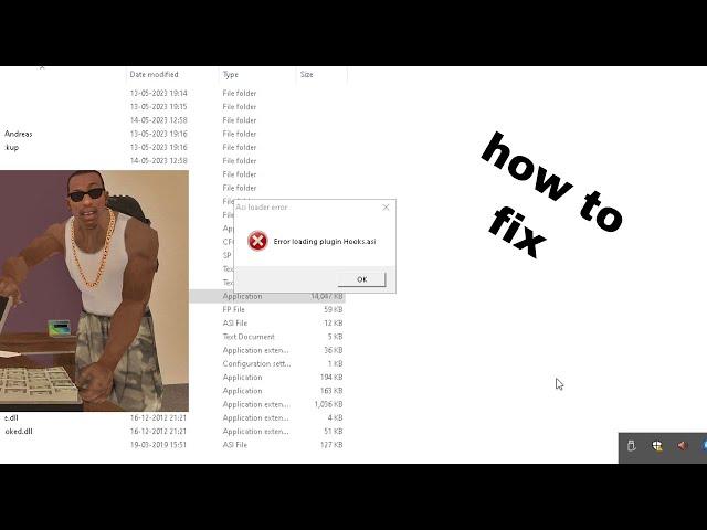 How to fix  "hooks.asi" error while installing first person mod in gta sa in pc