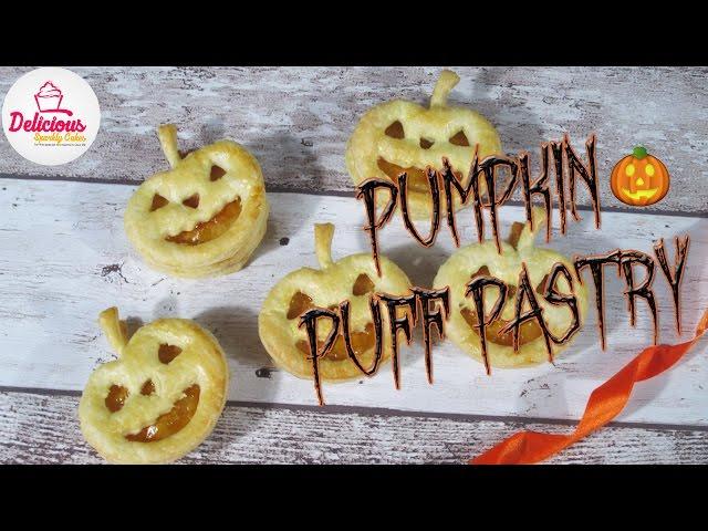 Pumpkin Puff Pastries - Halloween Treat  - DeliciousSparklyCakes