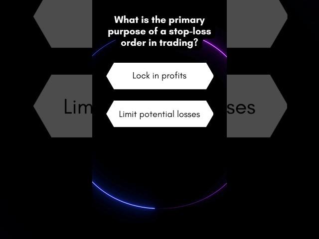 QuantInsti Pop Quiz! What is the primary purpose of a stop-loss order in trading? #trading #stoploss