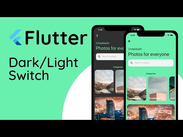 Flutter Tutorial Photography UI with Light/Dark mode switch