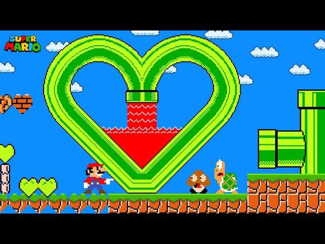 Super Mario Bros. but Everything Mario Touches Turns into HEARTS