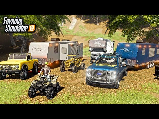 GOING CAMPING WITH NEW TOY-HAULERS & TRUCKS! (FUNNY ROLEPLAY) | FARMING SIMULATOR 2019