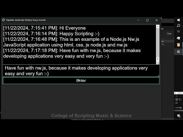 JavaScript Node.js Nw.js Journal Application