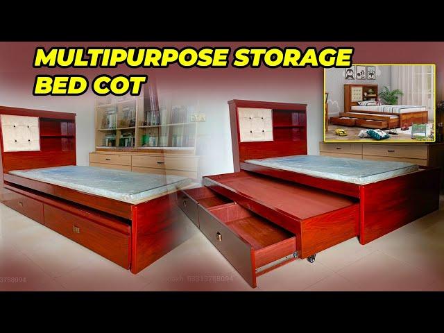 Sheesham Wood Single Bed Cot with Storage | Single Size Bed for Bedroom | Multipurpose Storage Bed