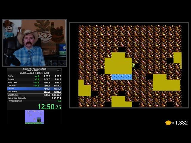 Zelda II: The Adventure of Link (NES) speedrun in 1:17:52 by Arcus