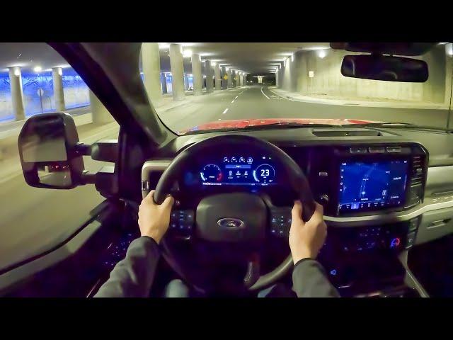 2023 Ford F-250 Super Duty XLT 7.3 - POV Night Drive (Binaural Audio)