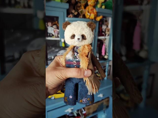 Поменяла образ пандам: с кимоно на стиль 70-х // #arttoy #teddybear #тедди #ooakdoll #ручная_работа