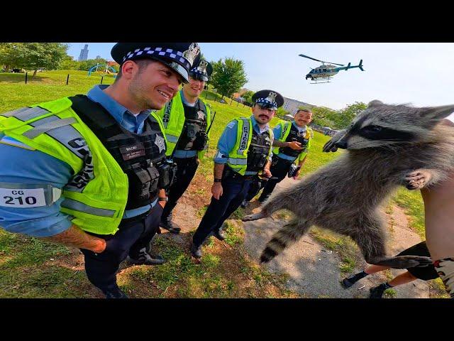 Riding Into The DNC With My Raccoon!