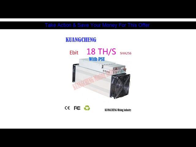 Review Used Asic miner Ebit E10 18T SHA256 Bitecoin BCH BTC Miner Better than antminer S9 S11 S15 W