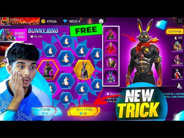 How To Get New RED BUNNY Bundle FREE || Free Fire New Bunny Ring Event Spin || FireEyes Gaming