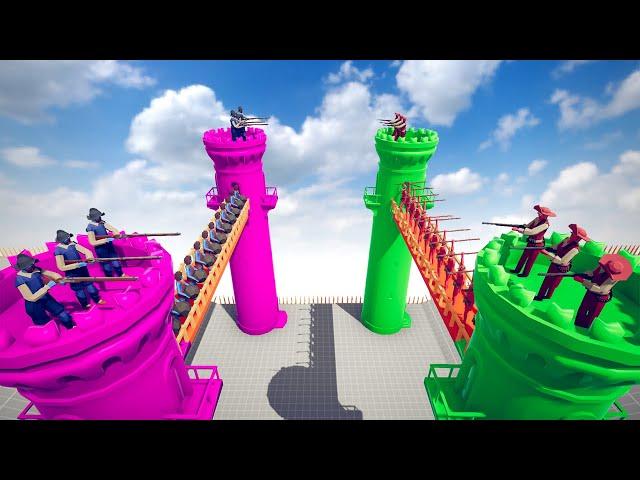 Tournament From The Pink Towers Vs Green Towers | Totally Accurate Battle Simulator TABS