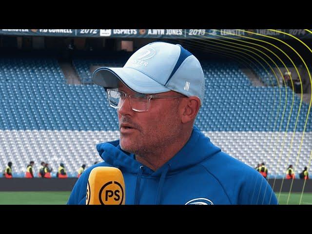 Leinster defence coach Jacques Nienaber reacts after URC Grand Final win against the Vodacom Bulls