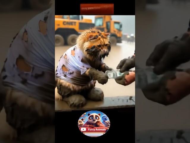 @YouTube Dad cat works at the construction site to buy beautiful clothes for his daughter #500subs