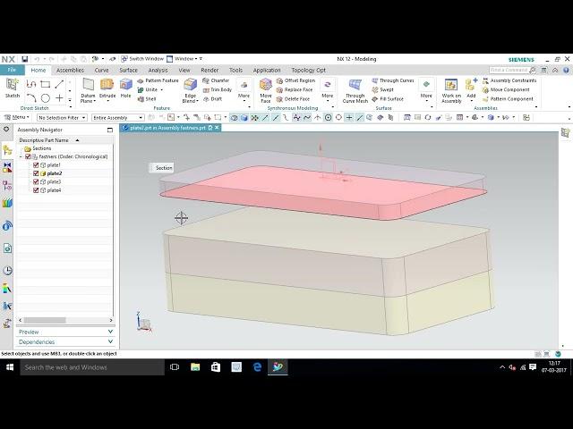 Top down and fastners assembly in NX 12 CAD