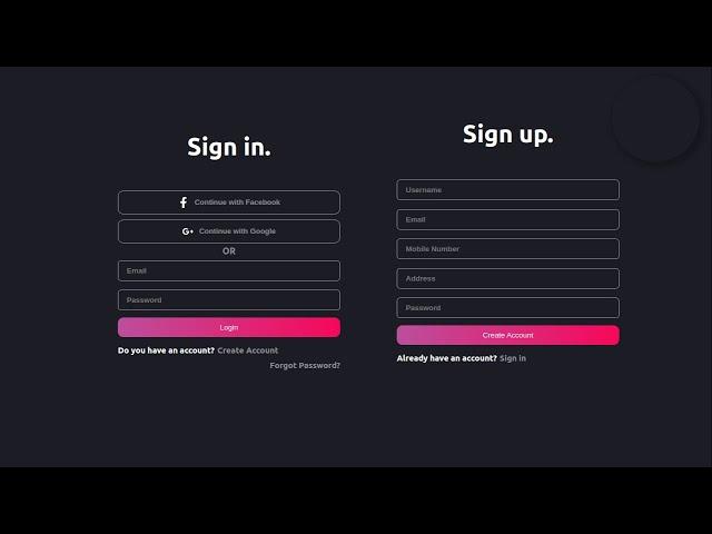 Login and registration form design with firebase using react js