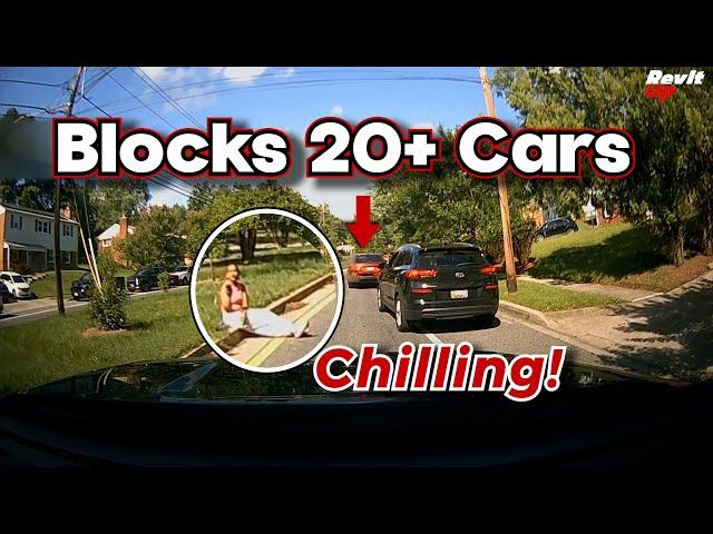 Woman Throws Tantrum, Blocks 20+ cars from moving! Near Misses & Bad Drivers Dashcam Videos 786