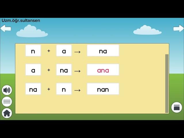 a n Sesi Birleştirme an na ana okuma çalışması 1.sınıf okuma yazma öğreniyorum