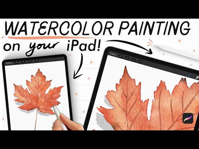 Digital watercolor leaf tutorial in PROCREATE  (easy maple leaf painting on your iPad!)