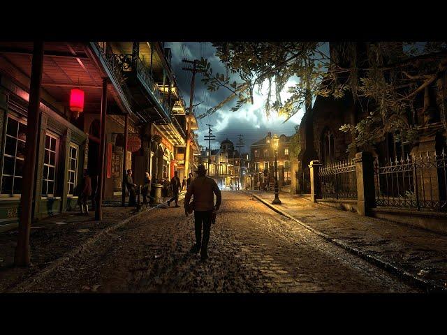 4K Relaxing Walking Tour at Night in Saint Denis RDR2