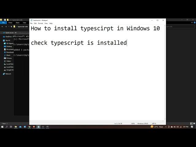 How to install typescript in Windows 10