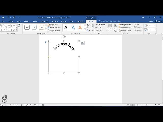 How to create half circle  shape text in word