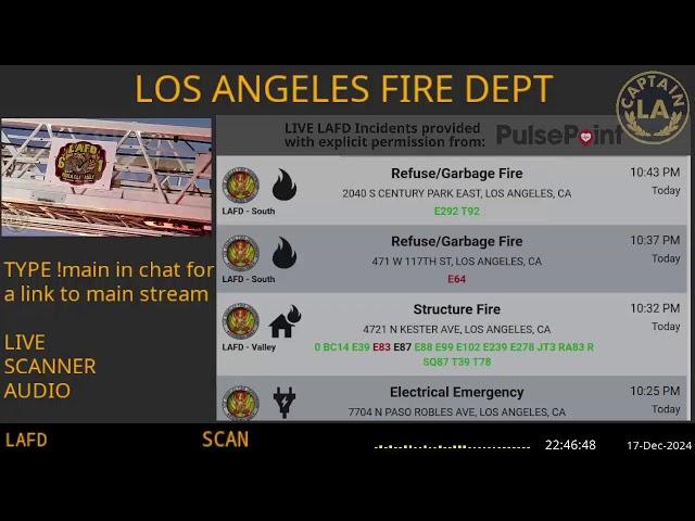 17-Dec-2024 // LAFD Los Angeles Fire Department SCANNER Radio ARCHIVE // FIRE & EMS // LA CAPTAIN