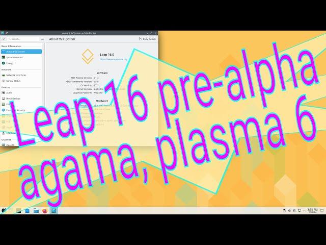 Leap 16 Very Pre-Alpha, uses Agama installer and has KDE Plasma 6.1.4 (so far)