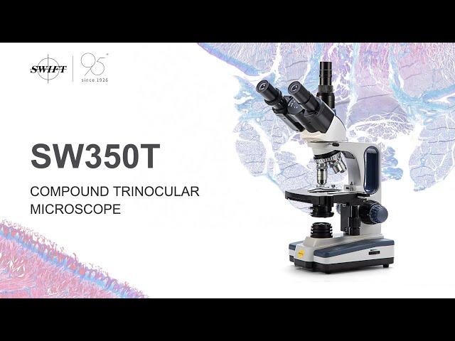 SWIFT SW350T Trinocular Compound Microscope 40X-2500X magnification with10X 25X wide field eyepieces