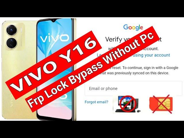 Vivo Y16 Frp Bypass PD2216 Unlock Google Account Lock Without Pc New Method