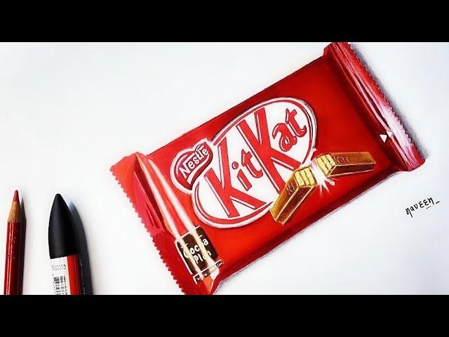 Easy KIT KAT Drawing | 3D KitKat Color Pencil Drawing | Realistic Chocolate Bar Drawing