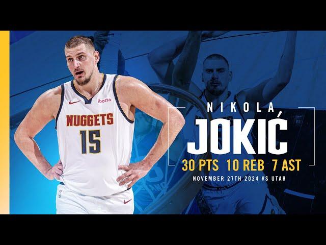 Nikola Jokić 30 Point Double-Double vs. Jazz  | Full Game Highlights 11/27/24