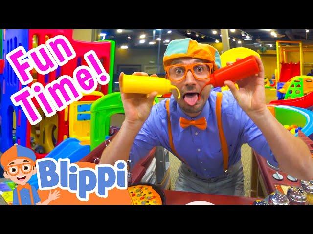 Fun Play Time With Blippi at The INDOOR PLAYGROUND! | Learn & Explore | Educational Videos for Kids