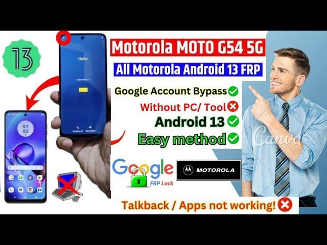 Motorola Moto G54 Frp Bypass | All Motorola Android 13 FRP Bypass 2023 - 24 [ Without PC ]