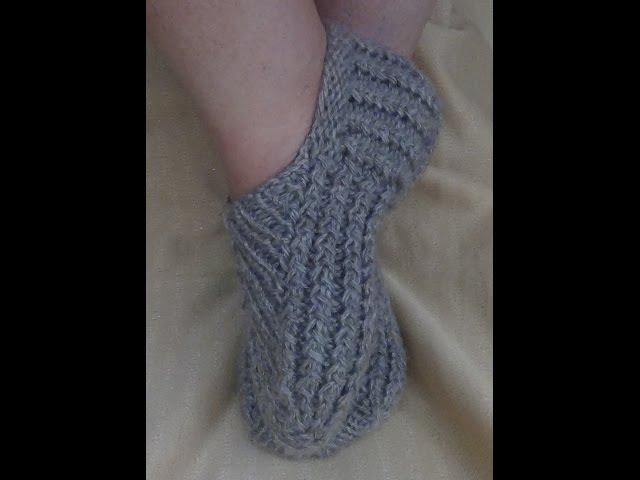 Следки спицами с подошвой ПЛЕТЕНКА. How to knit short socks