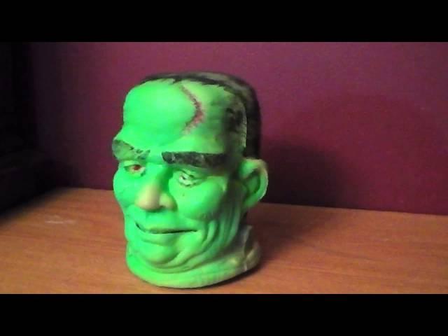 VERY RARE Vibrating Laughing Frankenstein Head Animated Halloween Prop