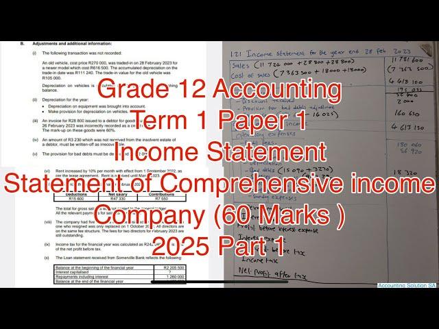 Grade 12 Accounting Term 1 | Income Statement (Statement of comprehensive income) Part 1 of 2025