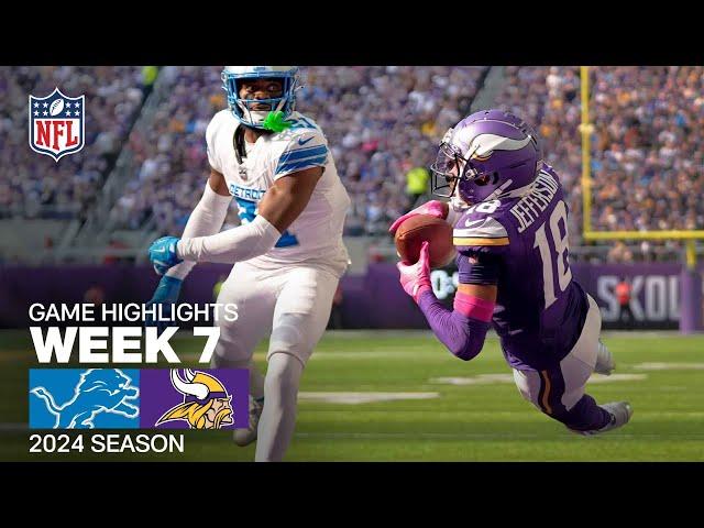 Detroit Lions vs. Minnesota Vikings Game Highlights | NFL 2024 Week 7