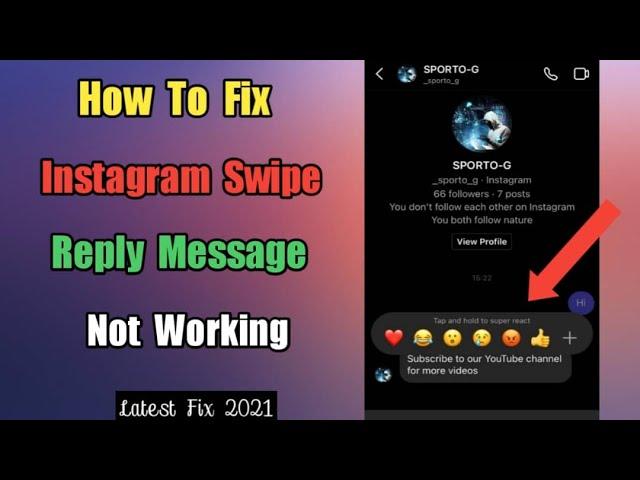 How To Fix  Instagram Swipe Reply Message  Not Working | 2021