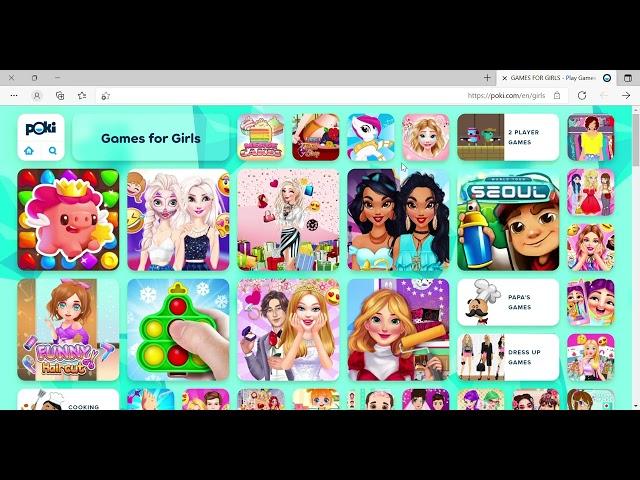 ‫GAMES FOR GIRLS   Play Games for Girls on Poki   شخصي   Microsoft​ Edge‬ 2021 12 10 08 44 23