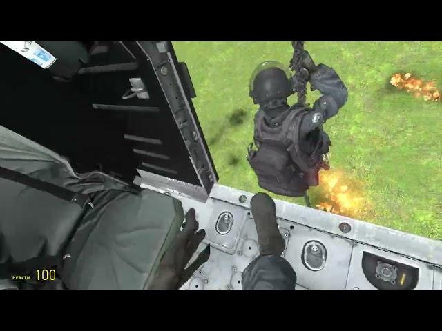 Rappeling from a helicopter (Garrys mod)