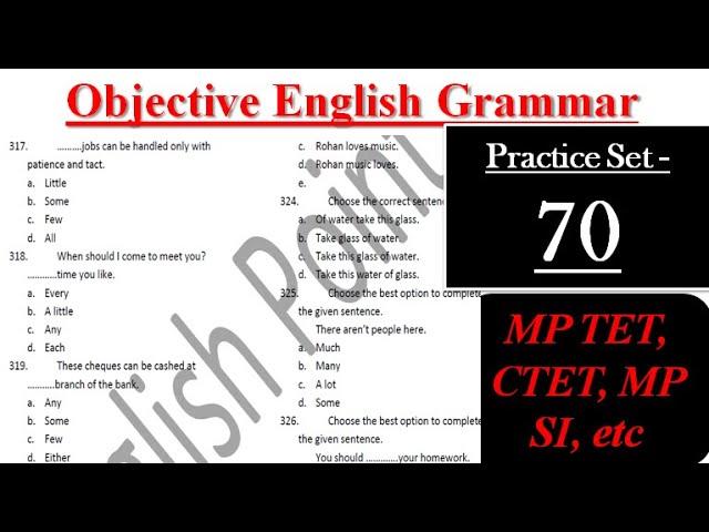 English Grammar Practice Set - 70 | mptet_2020, uptet, ctet | English Point | Kaushal Kishor Sharma