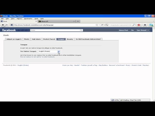 How To Change Facebook Language to Pirate!