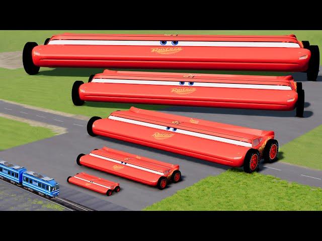 Big & Small Wide Lightning Mcqueen vs Trains Thomas | BeamNG.Drive