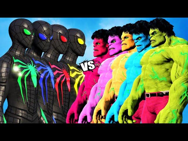 TEAM HULK COLOR vs TEAM SPIDER-MAN COLOR - EPIC BATTLE