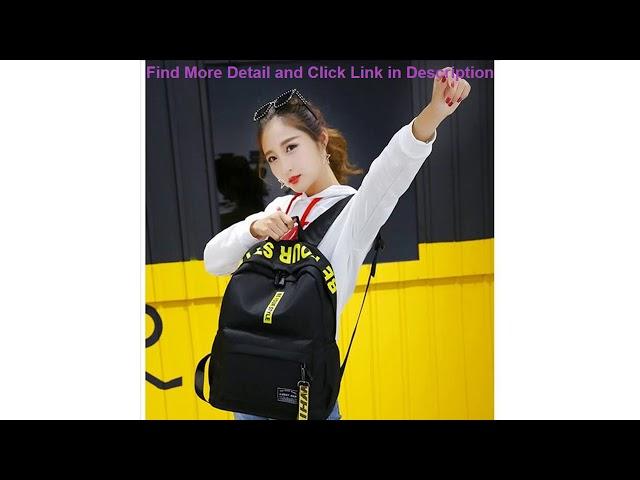 Review 2019 black Nylon Women School Bags for Teenage Girls Backpack Female Teens Men Schoolbag Cas