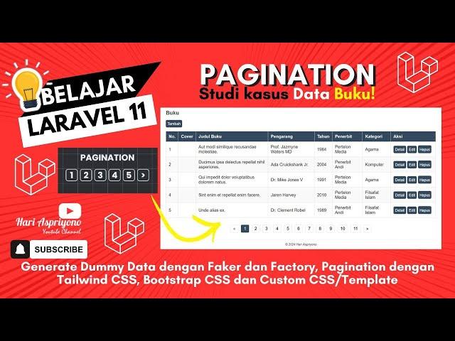 Tutorial Laravel 11: Cara Membuat Pagination Studi Kasus Data Buku (Factory & Custom Template)