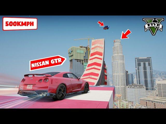 Can i Land on Top with Nissan GTR vs Buggati Chiron in GTA 5