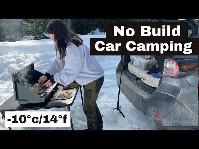 Solo Winter Car Camping Setup in Subaru | EASY NO BUILD