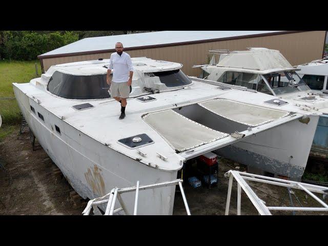 ️ Hurricane-damaged catamaran. We're moving in!