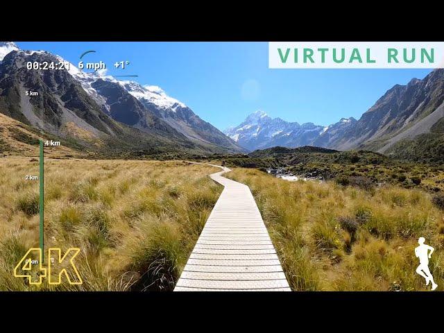 Virtual Run 5k | Virtual Running Videos For Treadmill | Mount Cook Hooker Valley New Zealand